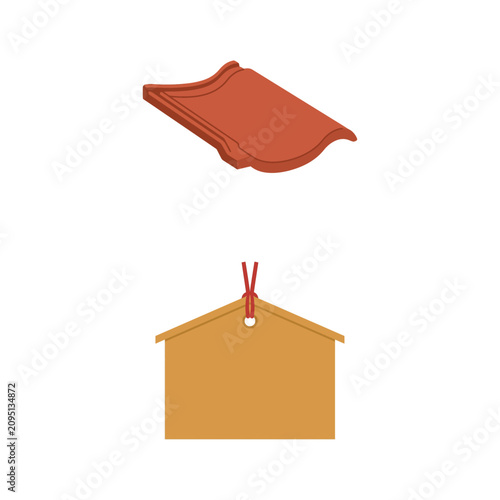 Bild auf Leinwand Traditional Japanese Shrine Architecture Elements Including Clay Roof Tile and W