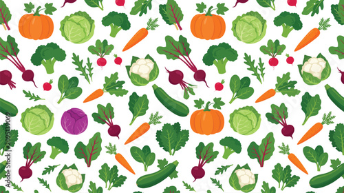 Foto Vibrant assortment of fresh vegetables scattered across a white background for colorful cooking ideas