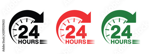 Fotografie 24 Hours Service Icon