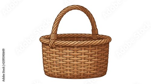 Photos Brown Woven Wicker Basket Handle.