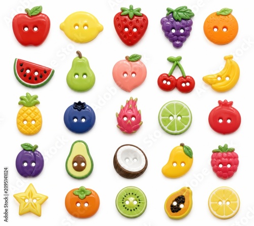 Colorful Assorted Fruit and Vegetable Icons Collection for Healthy Food Design.