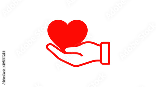 Canvas Print Red heart in open hand.