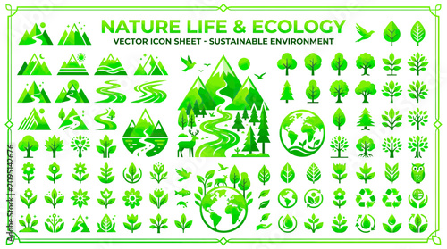 Cuadro en lienzo Eco friendly icons on white background.