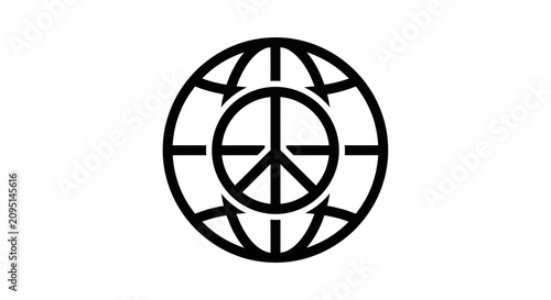 фотографія Minimalist Peace Symbol Inside A Globe Vector Icon.