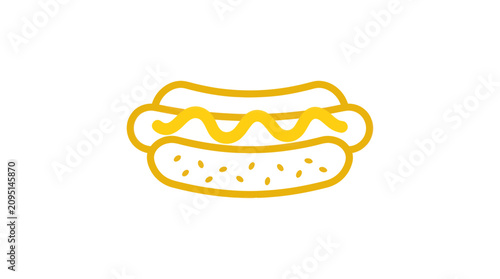 Obraz na plátně Hot dog with yellow mustard.