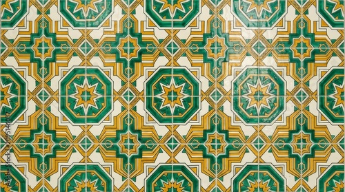 Portugal pattern geometric green and yellow artisan tile decor with portugal portuguese seamless geometric ornamental