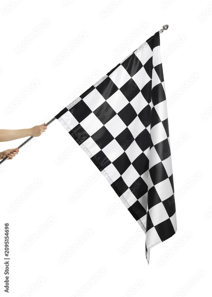 Obraz premium One checkered finish flag isolated on white