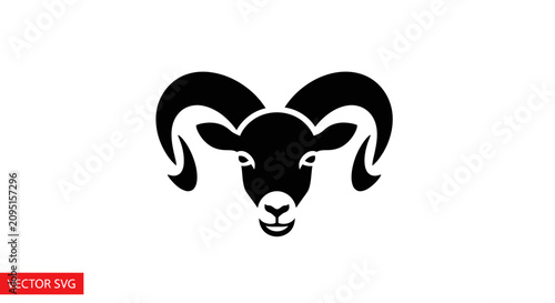 Photography Minimalist bighorn sheep head silhouette with large curved horns