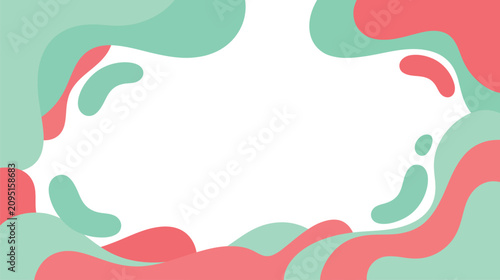 Abstract colorful frame design with flowing shapes and ample negative space.