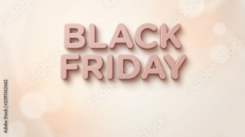 Pink 3D Black Friday text mockup with soft glowing bokeh background