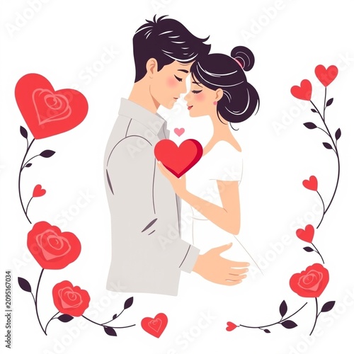 Romantic Couple Embracing Sunset