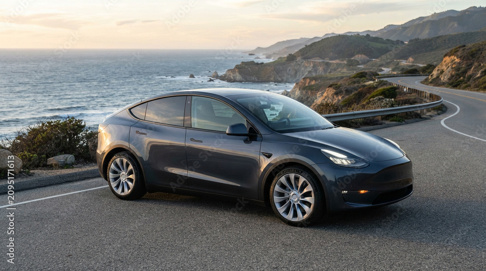 Fototapeta premium Eco-friendly modern electric SUV.