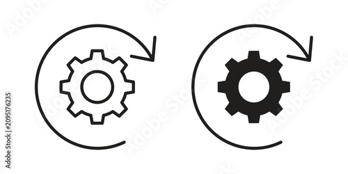 Canvastavla Recovery gear icon thin line pictograms group