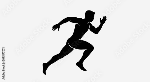 фотографія Silhouette of a male runner sprinting on white background