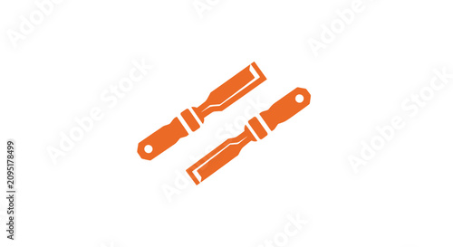 Two orange wooden mallets isolated on plain background.
