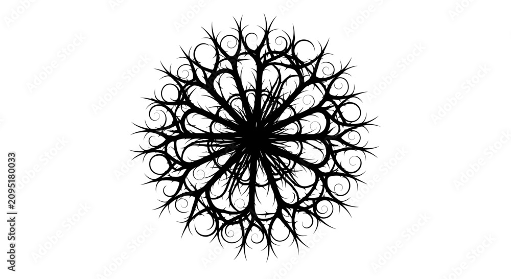 Obraz premium Black Abstract Mandala Circular Pattern on White Background