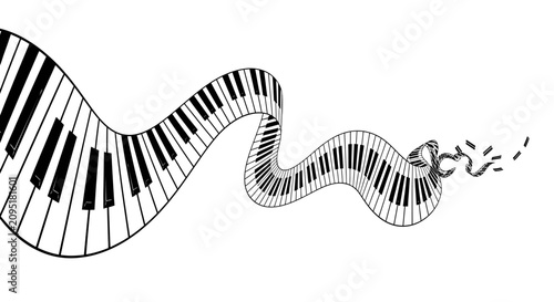 Fotografía Surreal piano keyboard snake illustration