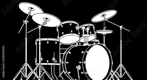 Photography Minimalist Black and White Drum Kit Silhouette Illustration