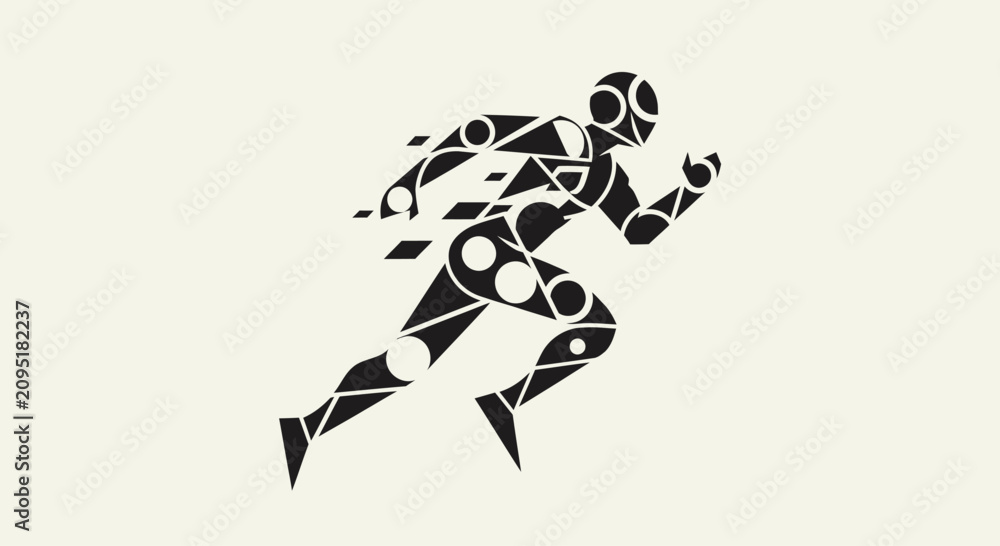 Obraz premium Abstract Geometric Running Human Figure Vector Illustration