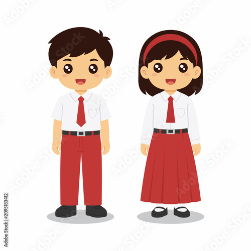 boy and girl in school uniform