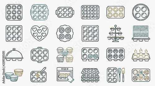 Assorted Baking and Cooking Molds and Tools Illustration