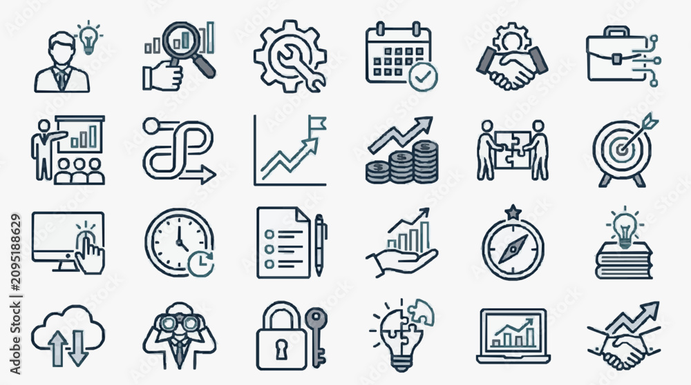 Fototapeta premium Business and Corporate Concepts Icon Set