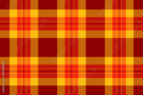 Fotografi A silky tartan plaid pattern with a balanced check structure and bright and dark red tones