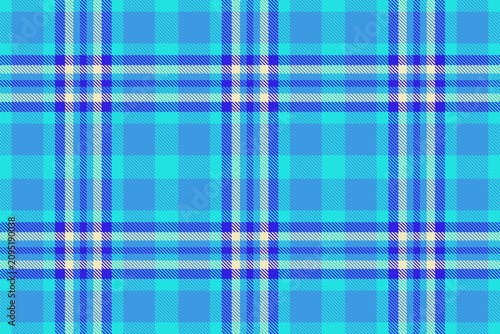 Seventies tartan plaid pattern with a textured woven appearance and cyan and teal tones. The seamless fabric design creates a calm decorative background with a traditional textile feel.