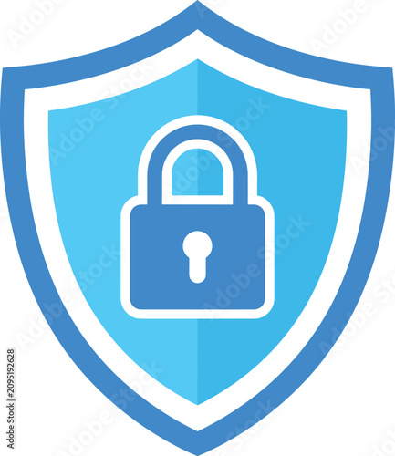 Shield with Padlock Protection Vector Icon for Cybersecurity, Data Privacy, and Secure Access Systems