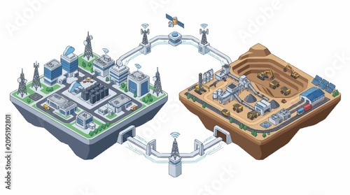 Fotografía City infrastructure and industrial areas connected.