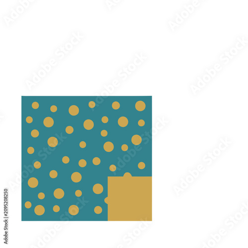 Teal and gold abstract pattern with circles