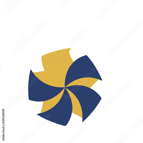 Abstract geometric shape with blue and gold petals