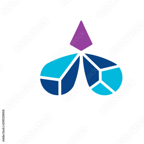 Abstract geometric logo with purple and blue shapes