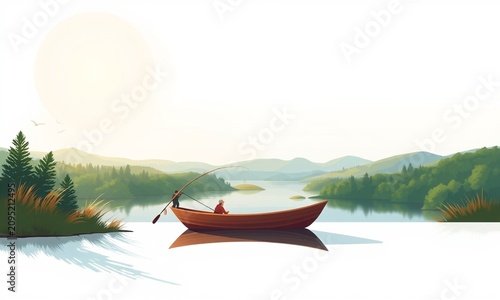 Fishing Boat On Lake