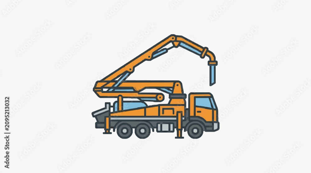 Naklejka premium Construction Boom Truck with Extended Arm.