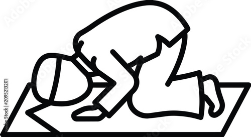 Canvas Print Muslim man performing prostration prayer on a mat icon