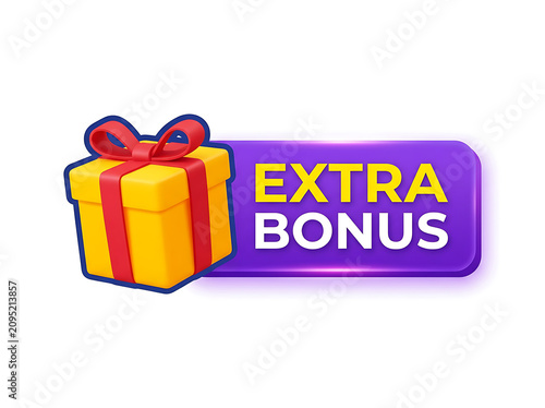 Extra bonus gift box icon isolated on white background