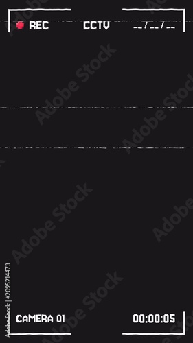 CCTV surveillance overlay in phone ratio with static line. Transparent Alpha Channel 4K