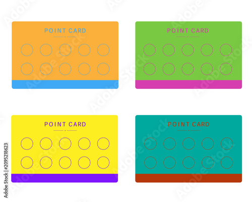 Vibrant two tone point cards and loyalty stamp cards template set with 10 circles