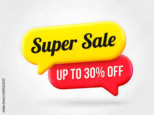 Super sale 30% off promotional speech bubble banner