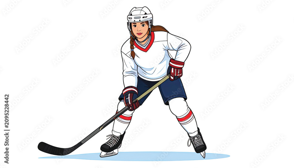 Obraz premium Minimalist Ice Hockey Stick Silhouette with Gliding Puck Vector Illustration