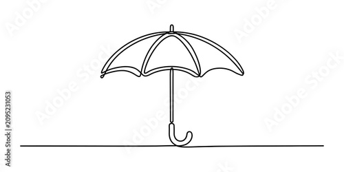 Foto Continuous single line drawing of a simple umbrella isolated on white background