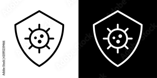 Tableau sur toile Minimal Anti Virus icon featuring a protective shield with a virus symbol