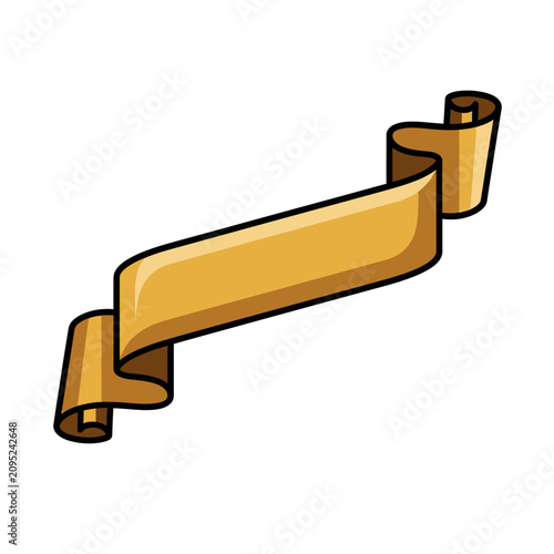 Golden ribbon banner vector illustration. Award, celebration, decoration graphic element.