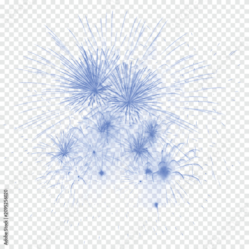Blue Firework Burst Overlay Isolated on Transparent Background | Celebration Spark Effect PNG