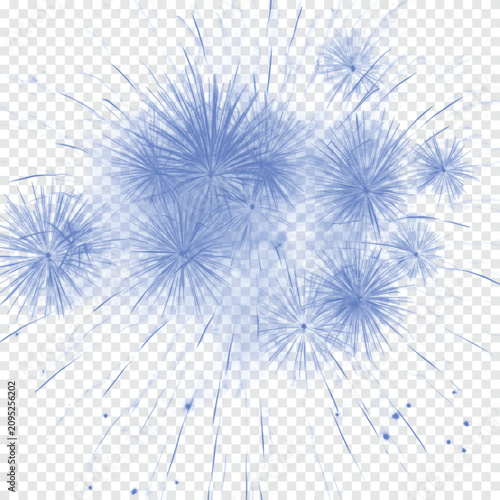 Blue Firework Burst Overlay Isolated on Transparent Background | Celebration Spark Effect PNG