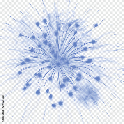 Blue Firework Burst Overlay Isolated on Transparent Background | Celebration Spark Effect PNG