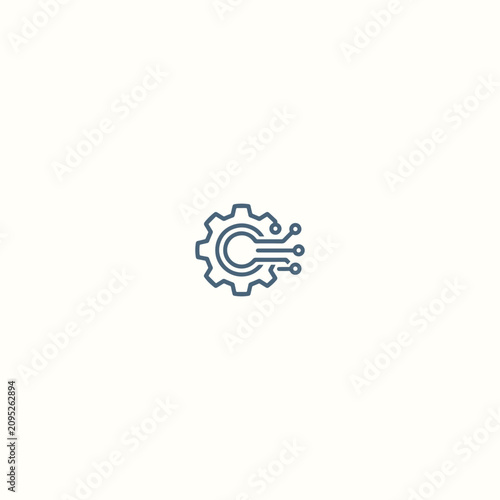 Gear tech logo style icon design template vector illustration