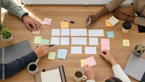 Top Down Business Strategy Planning Table with Blank Cards