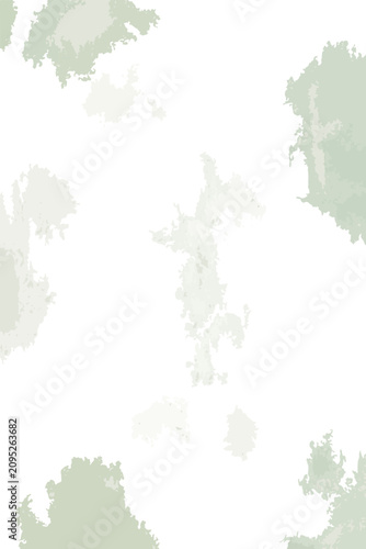 Abstract soft green watercolor stains and blotches pattern on white background for design